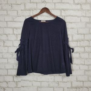Lucky Brand navy embroidery blouse
